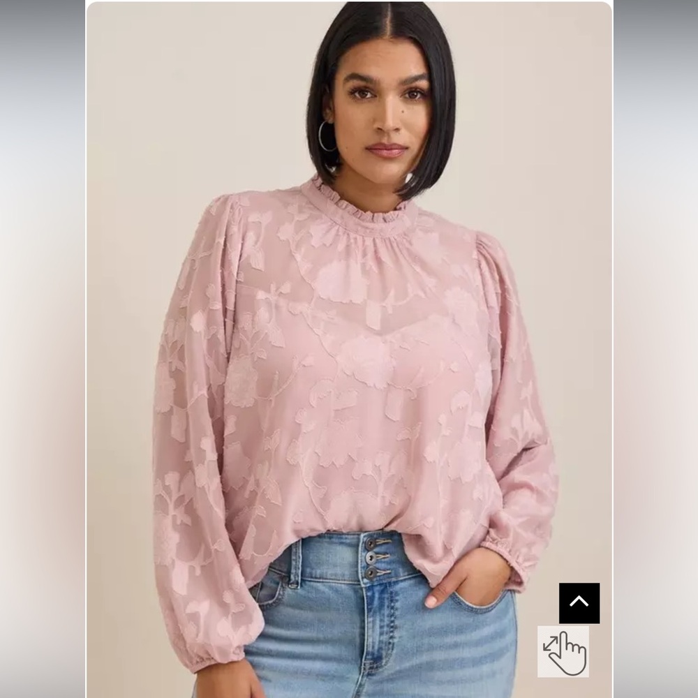 Torrid Chiffon Clip Floral Bubble Hem Blouse